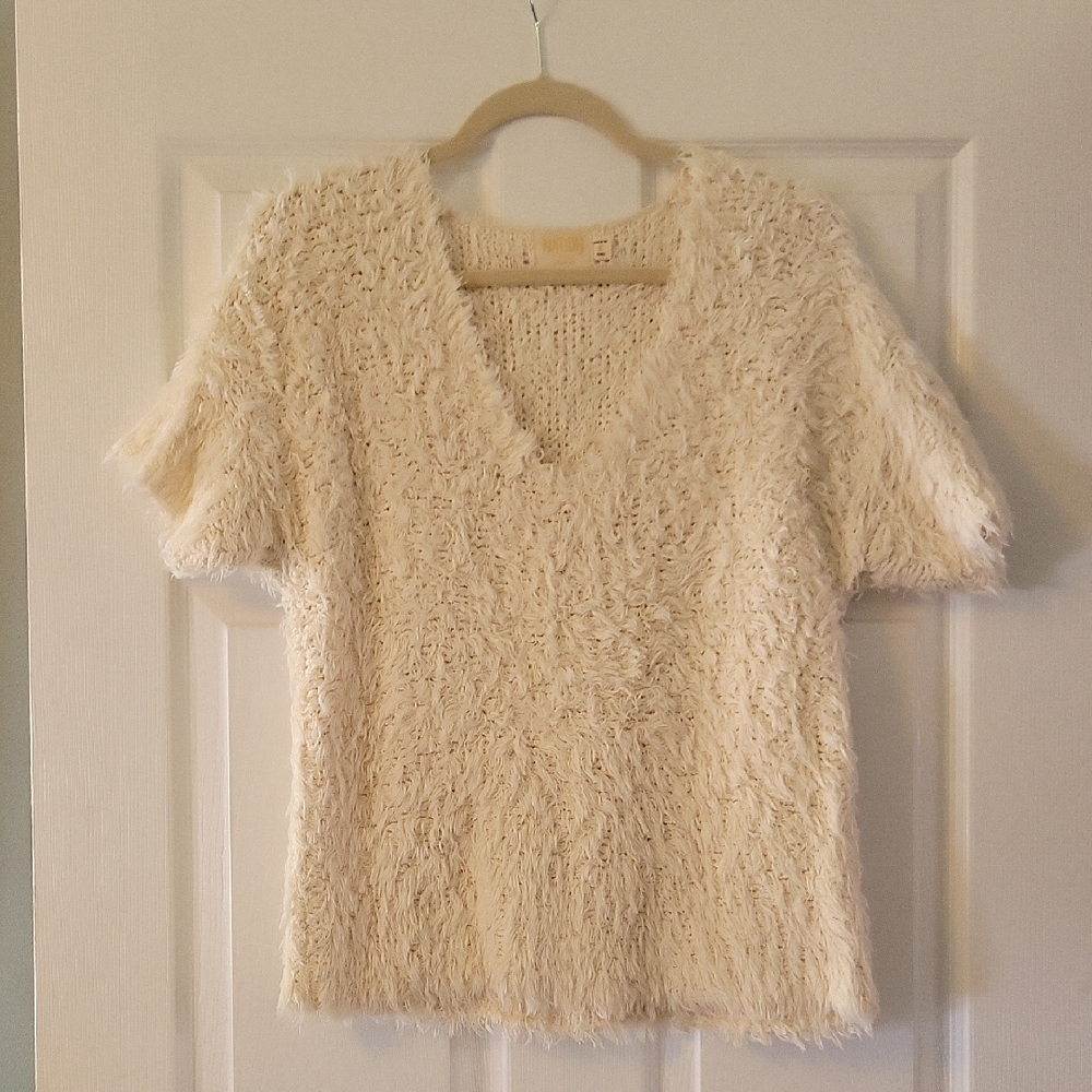 Nation LTD Cream Boxy Short Sleeve Blouse